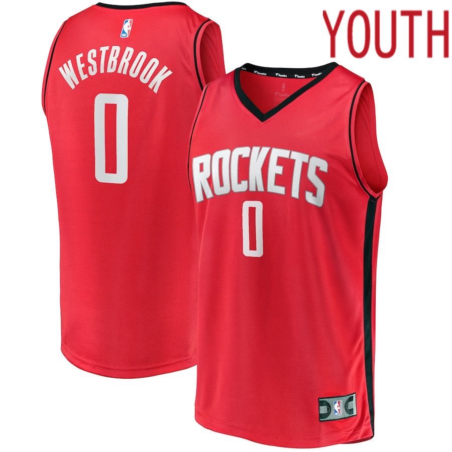 Youth Houston Rockets 0 Russell Westbrook Fanatics Branded Red Fast Break Player Replica NBA Jersey